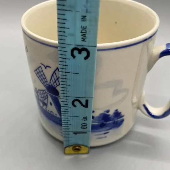 Vintage Hand Painted Delft Blue Colour Holland Windmill and Flowers Mug - Picture 5 of 8